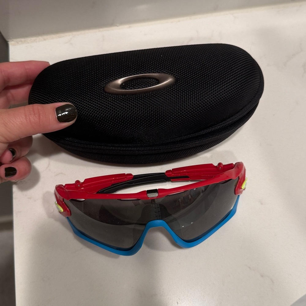 Oakley Red and Blue Performance Sunglasses with Case